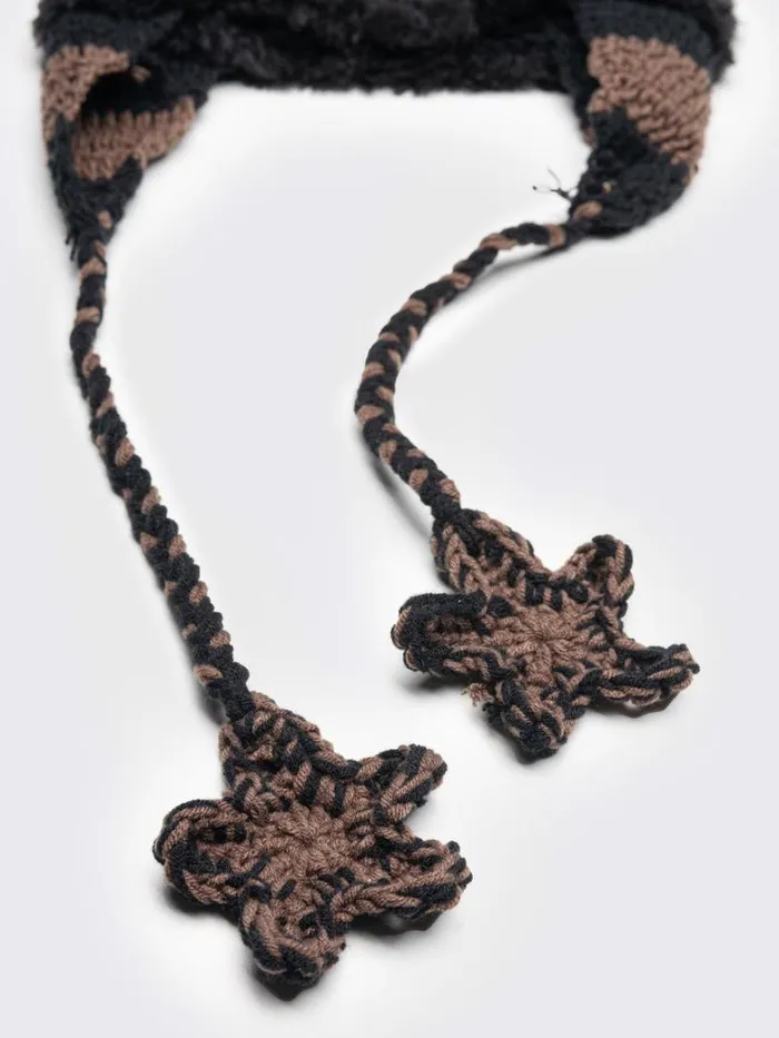 Shop Minga London Accessories Skylar Star Brown Tie Knit Hat Shop Minga London Accessories Skylar Star Brown Tie Knit Hat