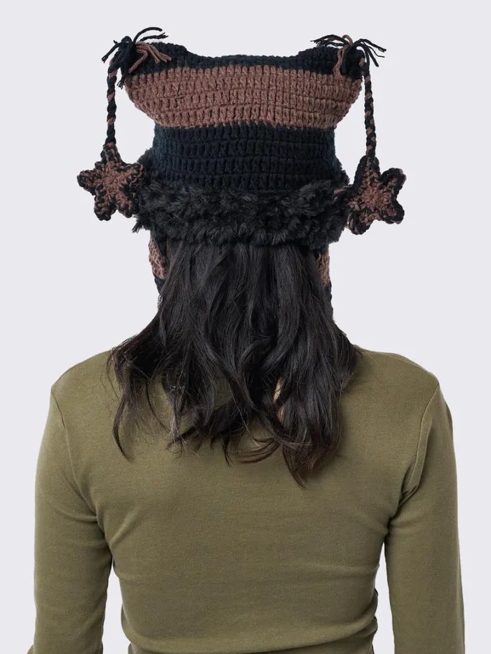 Shop Minga London Accessories Skylar Star Brown Tie Knit Hat Shop Minga London Accessories Skylar Star Brown Tie Knit Hat