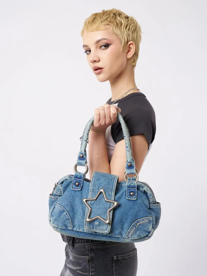 Shop Minga London Accessories Star Girl Denim Y2k Handbag