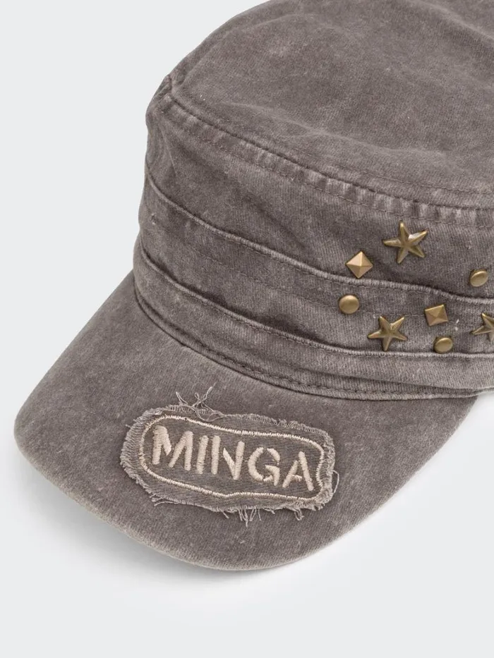 Shop Minga London Accessories Star Studded Brown Minga Military Cap