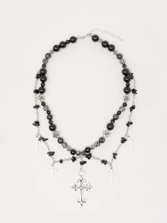 Shop Minga London Accessories Twilight Cross Beaded Pendant Necklace