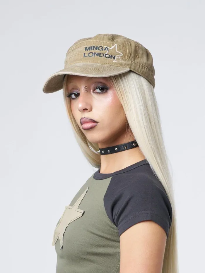 Shop Minga Star Beige Military Cap Minga London Accessories