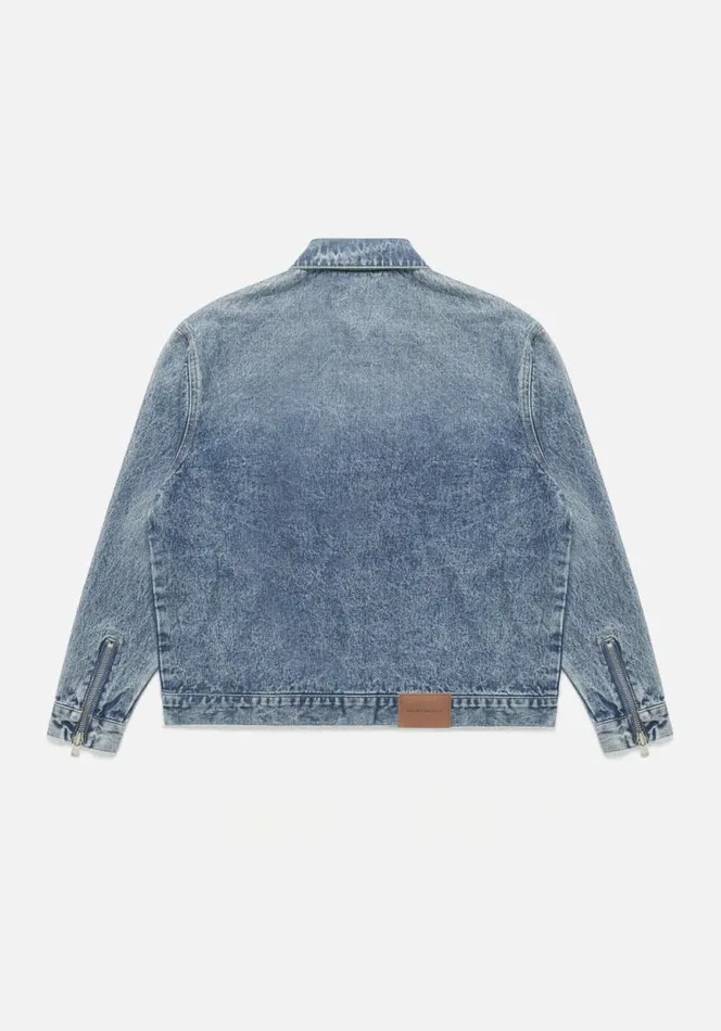 Shop MKI 16OZ DENIM RIDER JACKET Bleach Wash MKI MIYUKI ZOKU Outerwear Shop MKI 16OZ DENIM RIDER JACKET Bleach Wash MKI MIYUKI ZOKU Outerwear