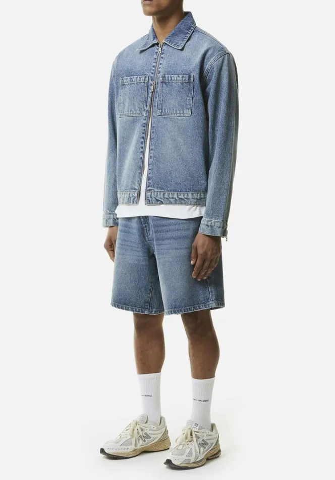 Shop MKI 16OZ DENIM RIDER JACKET Bleach Wash MKI MIYUKI ZOKU Outerwear Shop MKI 16OZ DENIM RIDER JACKET Bleach Wash MKI MIYUKI ZOKU Outerwear