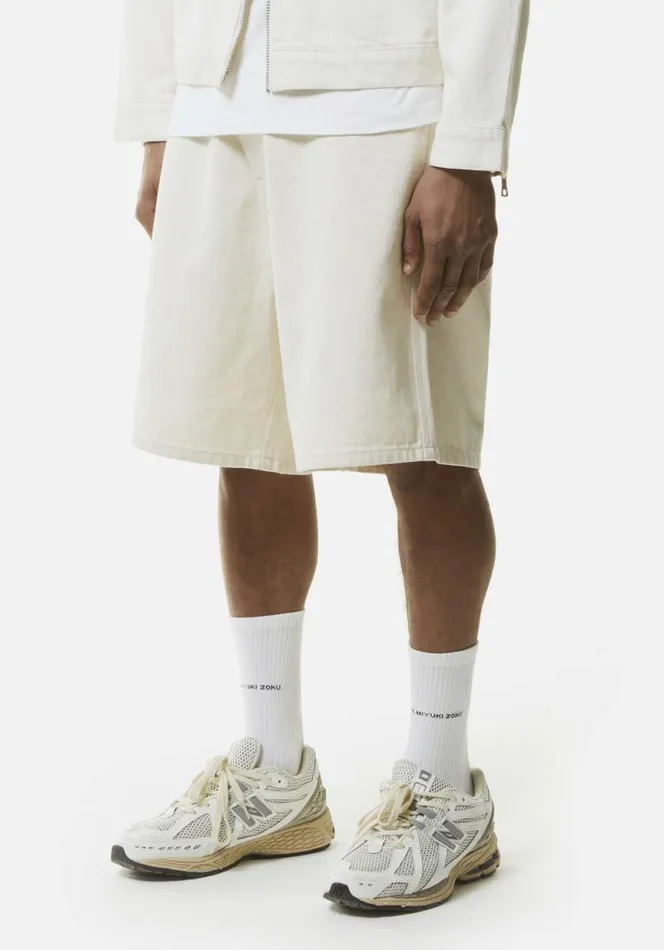Shop MKI 16OZ DENIM SHORTS Off White MKI MIYUKI ZOKU Shorts Shop MKI 16OZ DENIM SHORTS Off White MKI MIYUKI ZOKU Shorts
