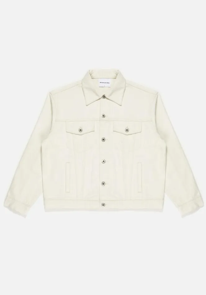 Shop MKI 16OZ DENIM TRUCKER JACKET Off White MKI MIYUKI ZOKU Outerwear