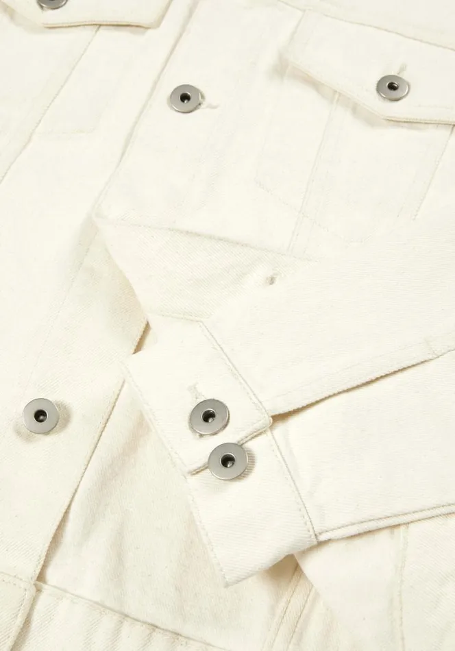 Shop MKI 16OZ DENIM TRUCKER JACKET Off White MKI MIYUKI ZOKU Outerwear Shop MKI 16OZ DENIM TRUCKER JACKET Off White MKI MIYUKI ZOKU Outerwear