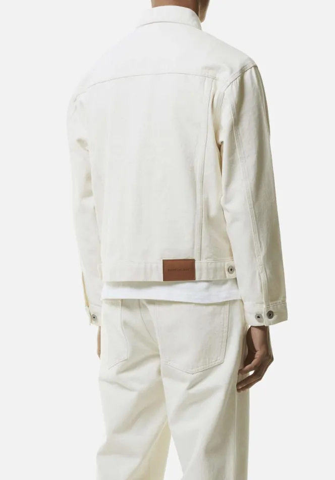 Shop MKI 16OZ DENIM TRUCKER JACKET Off White MKI MIYUKI ZOKU Outerwear Shop MKI 16OZ DENIM TRUCKER JACKET Off White MKI MIYUKI ZOKU Outerwear