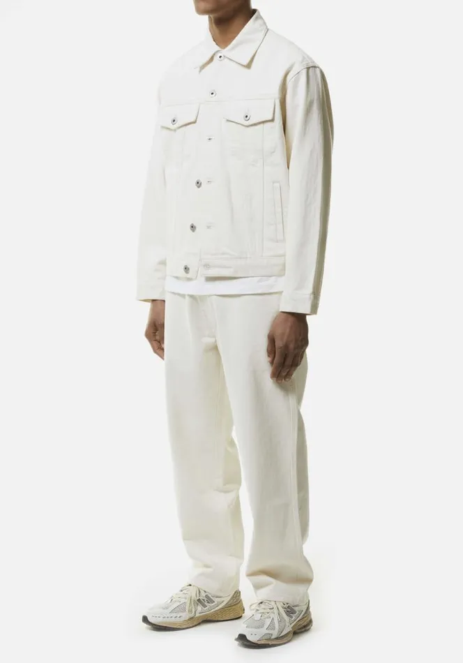 Shop MKI 16OZ DENIM TRUCKER JACKET Off White MKI MIYUKI ZOKU Outerwear Shop MKI 16OZ DENIM TRUCKER JACKET Off White MKI MIYUKI ZOKU Outerwear