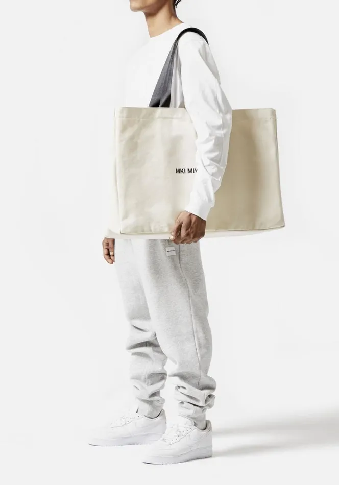 Shop MKI CANVAS WEEKEND TOTE BAG Ecru MKI MIYUKI ZOKU Bags