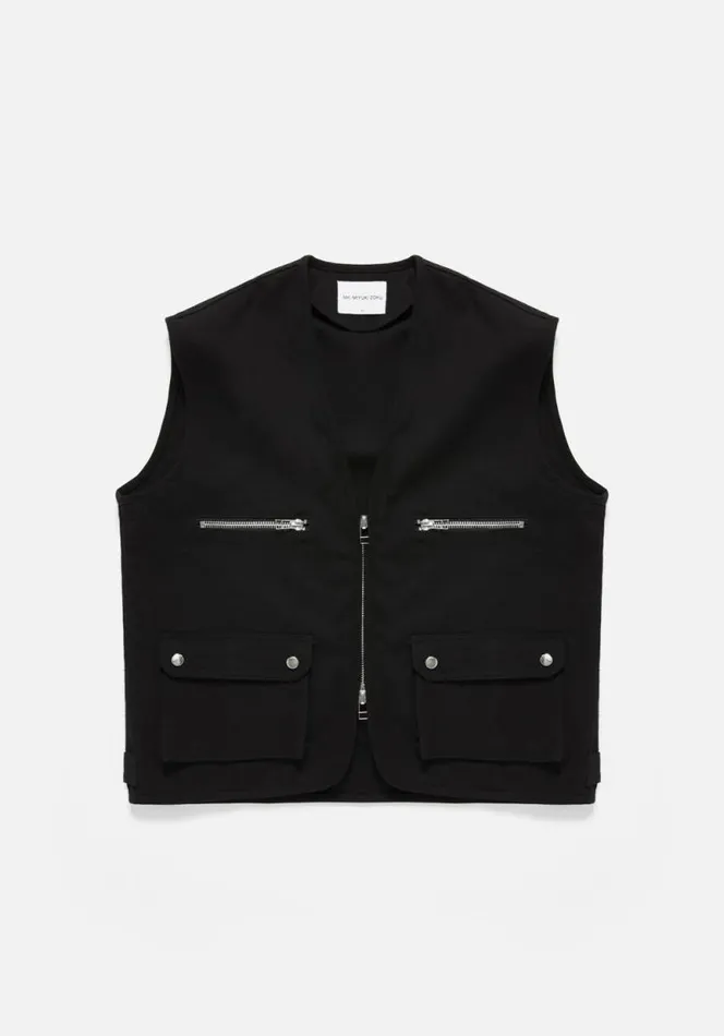 Shop MKI CANVAS WORK VEST Black MKI MIYUKI ZOKU Outerwear