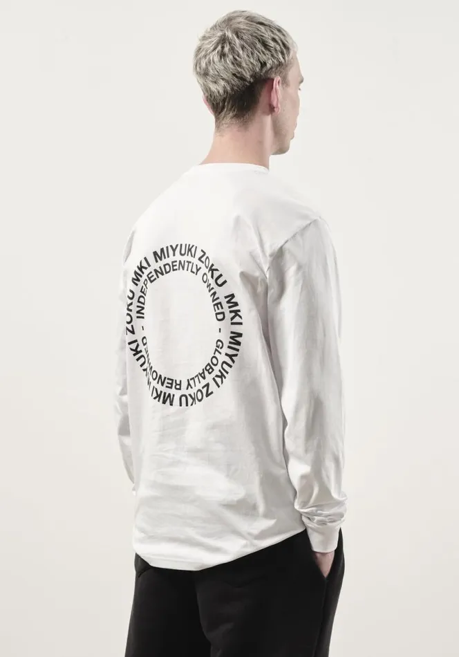 Shop MKI CIRCLE LONGSLEEVE White MKI MIYUKI ZOKU TShirts