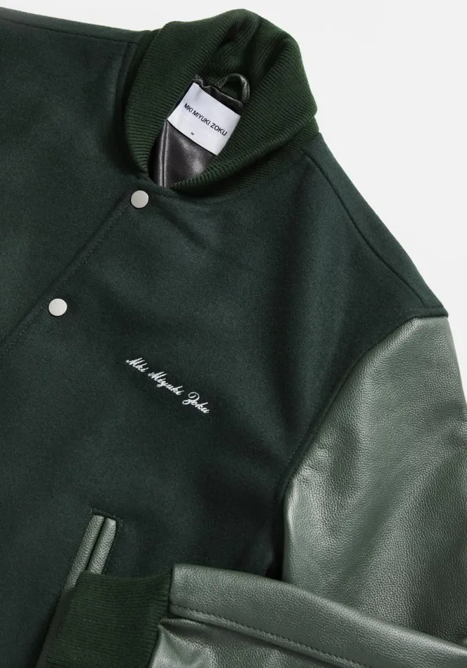 Shop MKI COLLEGE VARSITY JACKET Green MKI MIYUKI ZOKU Outerwear