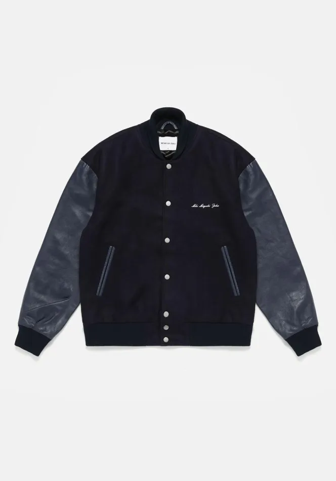 Shop MKI COLLEGE VARSITY JACKET Navy MKI MIYUKI ZOKU Outerwear