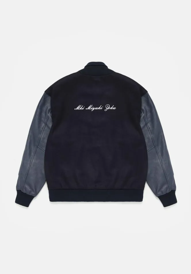Shop MKI COLLEGE VARSITY JACKET Navy MKI MIYUKI ZOKU Outerwear
