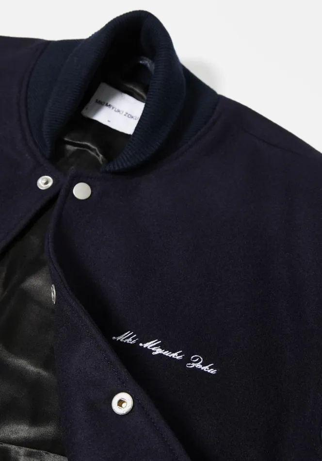 Shop MKI COLLEGE VARSITY JACKET Navy MKI MIYUKI ZOKU Outerwear