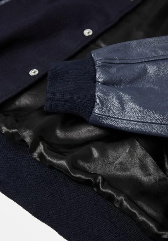 Shop MKI COLLEGE VARSITY JACKET Navy MKI MIYUKI ZOKU Outerwear