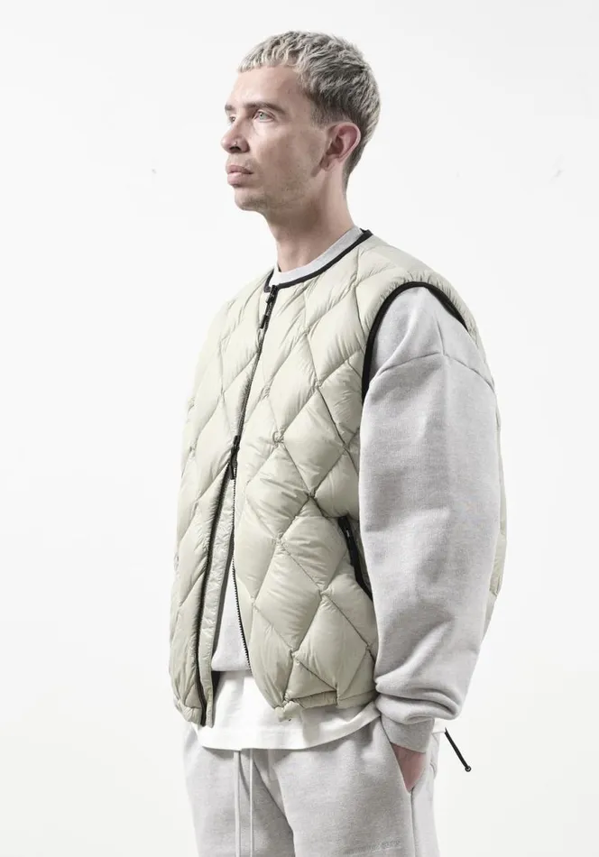 Shop MKI DIAMOND DOWN VEST Light Green MKI MIYUKI ZOKU Outerwear