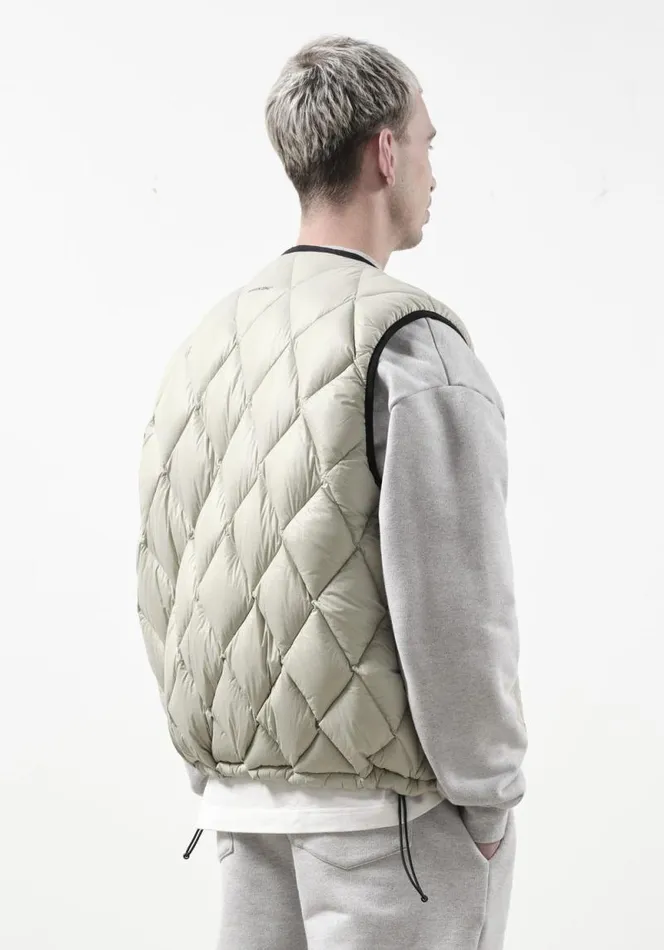 Shop MKI DIAMOND DOWN VEST Light Green MKI MIYUKI ZOKU Outerwear