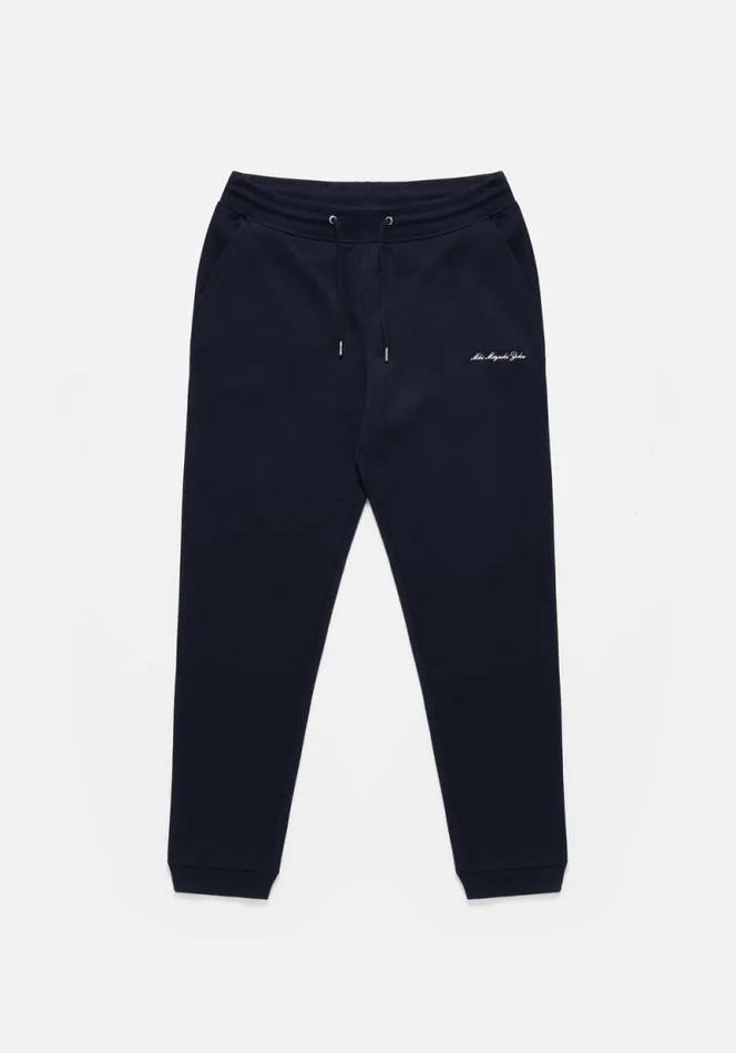 Shop MKI EMBROIDERED EMBASSY JOGGERS Navy MKI MIYUKI ZOKU Trousers