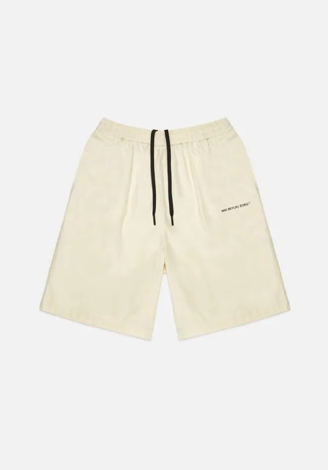 Shop MKI FLORAL COTTON LINEN SHORTS Ecru MKI MIYUKI ZOKU Shorts