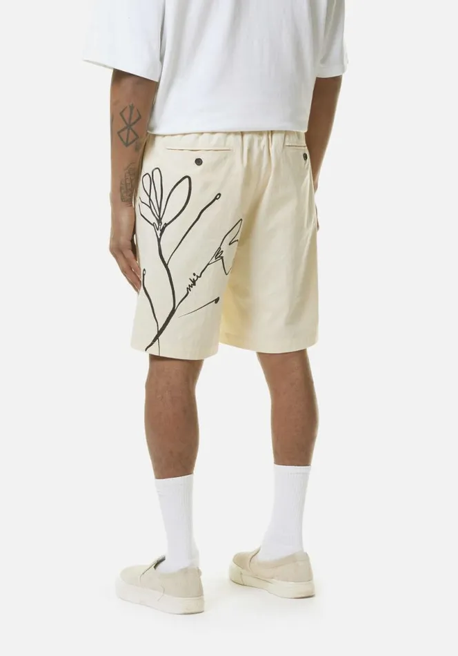 Shop MKI FLORAL COTTON LINEN SHORTS Ecru MKI MIYUKI ZOKU Shorts