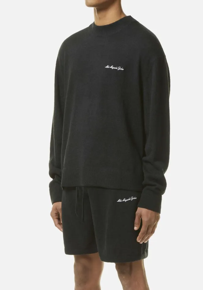 Shop MKI LIGHTWEIGHT MOHAIR KNIT CREWNECK Black MKI MIYUKI ZOKU Knitwear