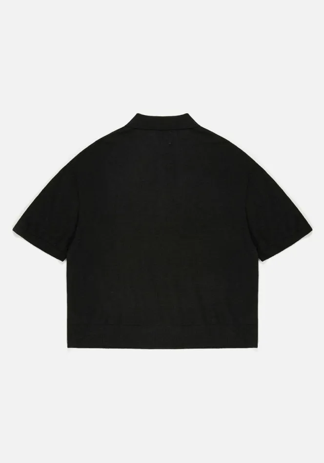 Shop MKI LIGHTWEIGHT MOHAIR KNIT POLO SHIRT Black MKI MIYUKI ZOKU Shirts