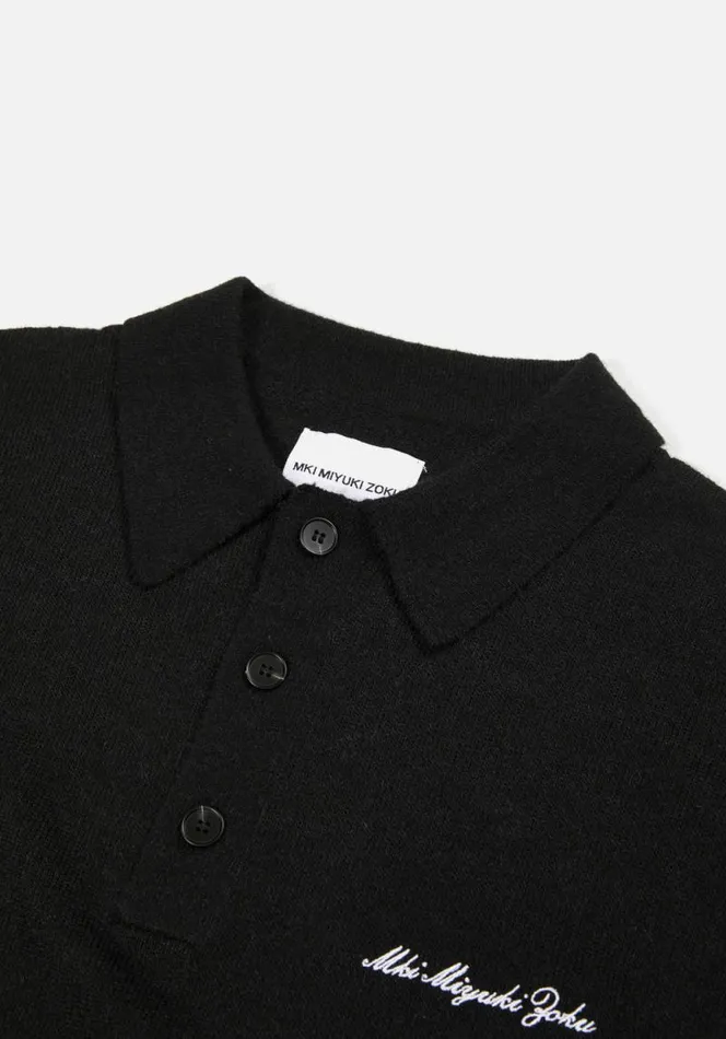 Shop MKI LIGHTWEIGHT MOHAIR KNIT POLO SHIRT Black MKI MIYUKI ZOKU Shirts