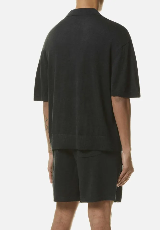 Shop MKI LIGHTWEIGHT MOHAIR KNIT POLO SHIRT Black MKI MIYUKI ZOKU Shirts