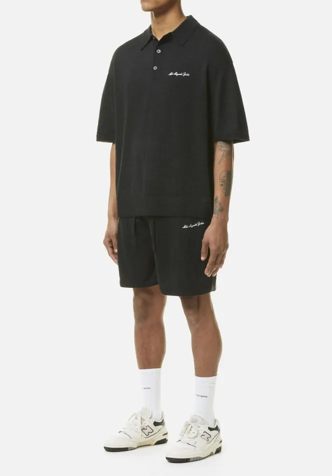 Shop MKI LIGHTWEIGHT MOHAIR KNIT POLO SHIRT Black MKI MIYUKI ZOKU Shirts
