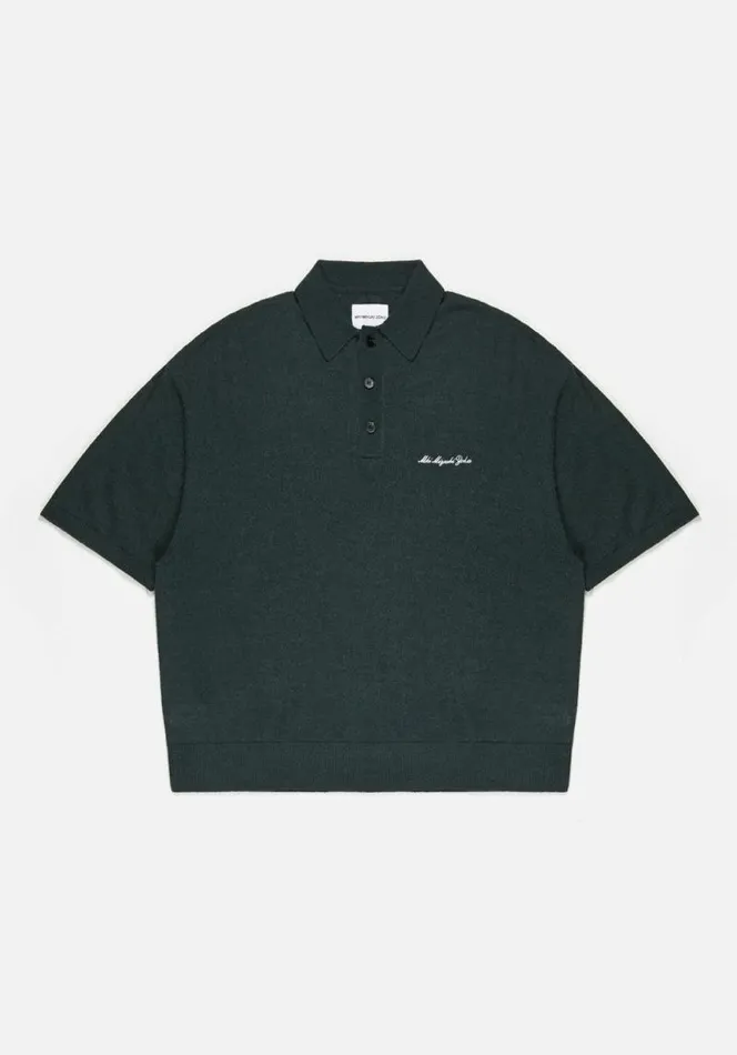 Shop MKI LIGHTWEIGHT MOHAIR KNIT POLO SHIRT Green MKI MIYUKI ZOKU Shirts
