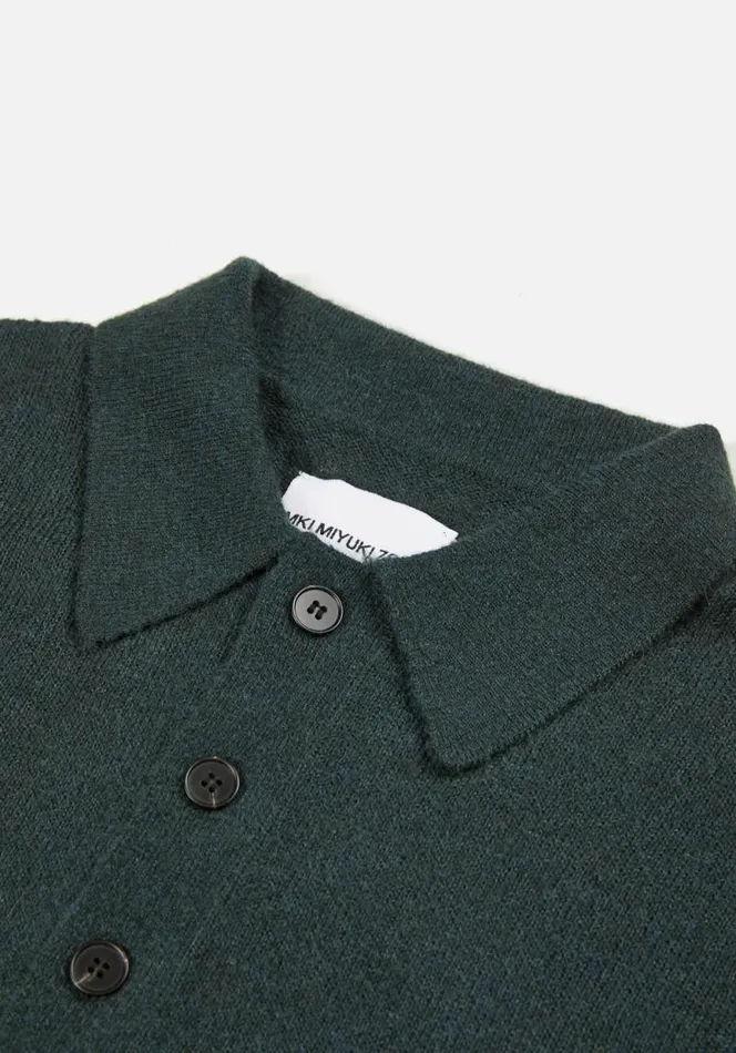 Shop MKI LIGHTWEIGHT MOHAIR KNIT POLO SHIRT Green MKI MIYUKI ZOKU Shirts
