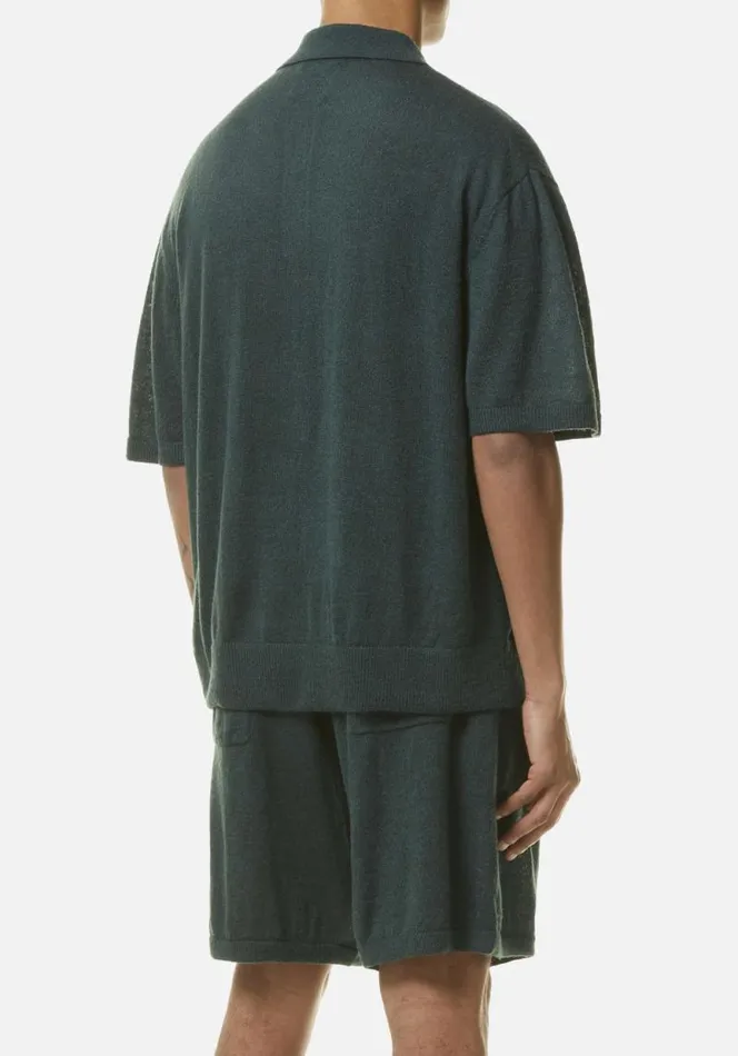 Shop MKI LIGHTWEIGHT MOHAIR KNIT POLO SHIRT Green MKI MIYUKI ZOKU Shirts