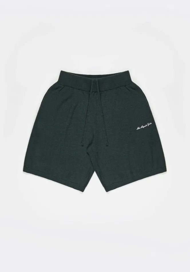 Shop MKI LIGHTWEIGHT MOHAIR KNIT SHORTS Green MKI MIYUKI ZOKU Shorts