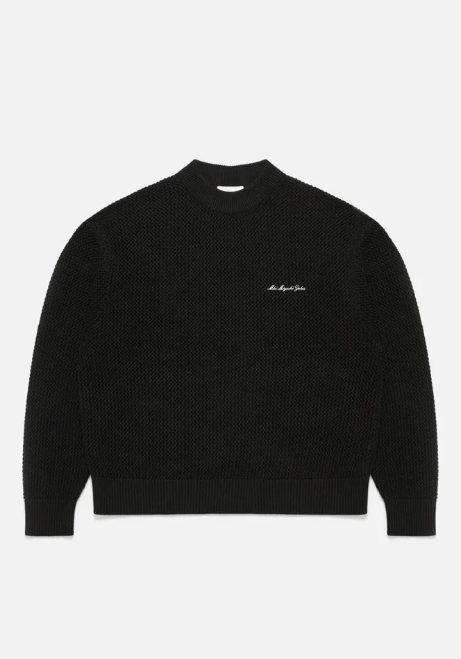 Shop MKI LOOSE GAUGE CREW Black MKI MIYUKI ZOKU Knitwear