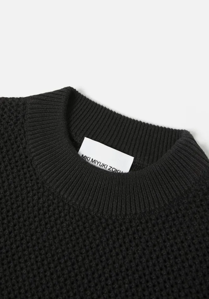Shop MKI LOOSE GAUGE CREW Black MKI MIYUKI ZOKU Knitwear Shop MKI LOOSE GAUGE CREW Black MKI MIYUKI ZOKU Knitwear