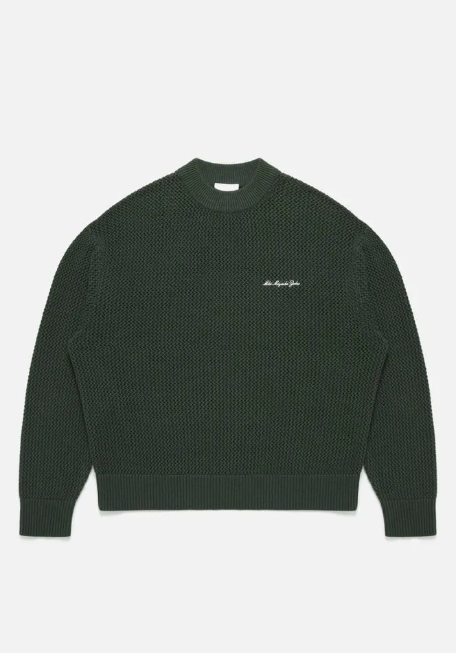 Shop MKI LOOSE GAUGE CREW Green MKI MIYUKI ZOKU Knitwear