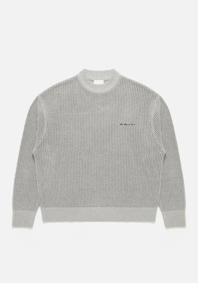 Shop MKI LOOSE GAUGE CREW Grey MKI MIYUKI ZOKU Knitwear