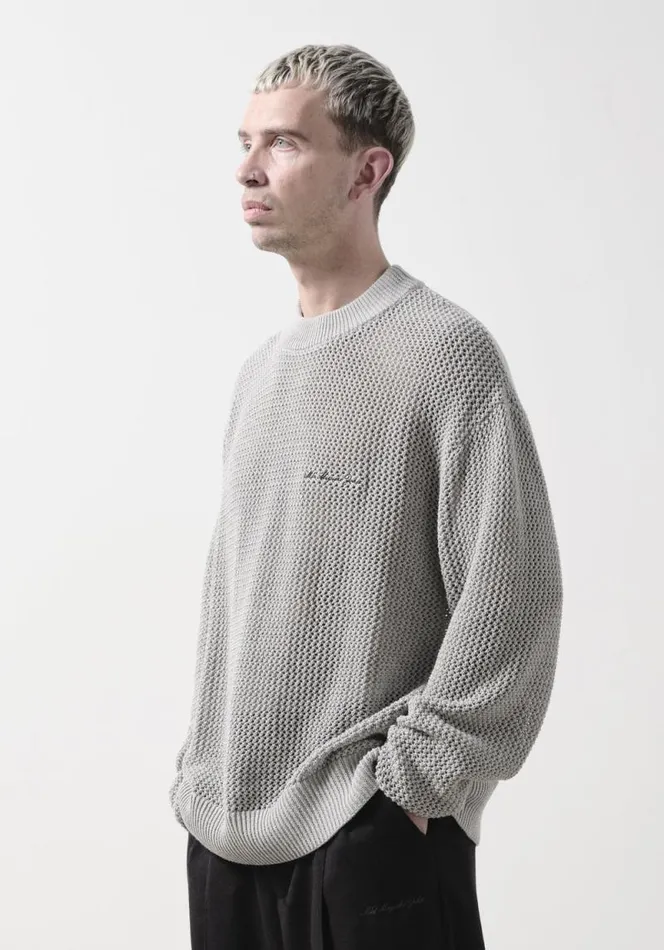 Shop MKI LOOSE GAUGE CREW Grey MKI MIYUKI ZOKU Knitwear Shop MKI LOOSE GAUGE CREW Grey MKI MIYUKI ZOKU Knitwear