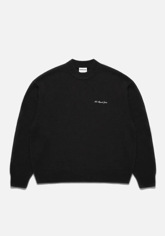 Shop MKI MOHAIR BLEND KNIT CREWNECK Black MKI MIYUKI ZOKU Knitwear