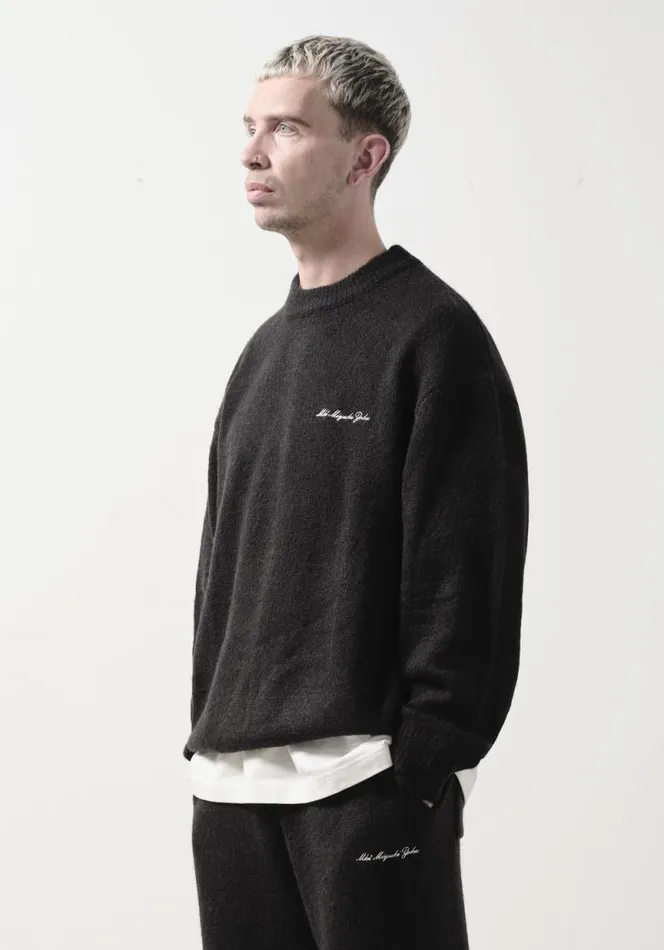 Shop MKI MOHAIR BLEND KNIT CREWNECK Black MKI MIYUKI ZOKU Knitwear
