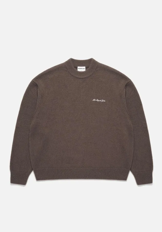 Shop MKI MOHAIR BLEND KNIT CREWNECK Brown MKI MIYUKI ZOKU Knitwear