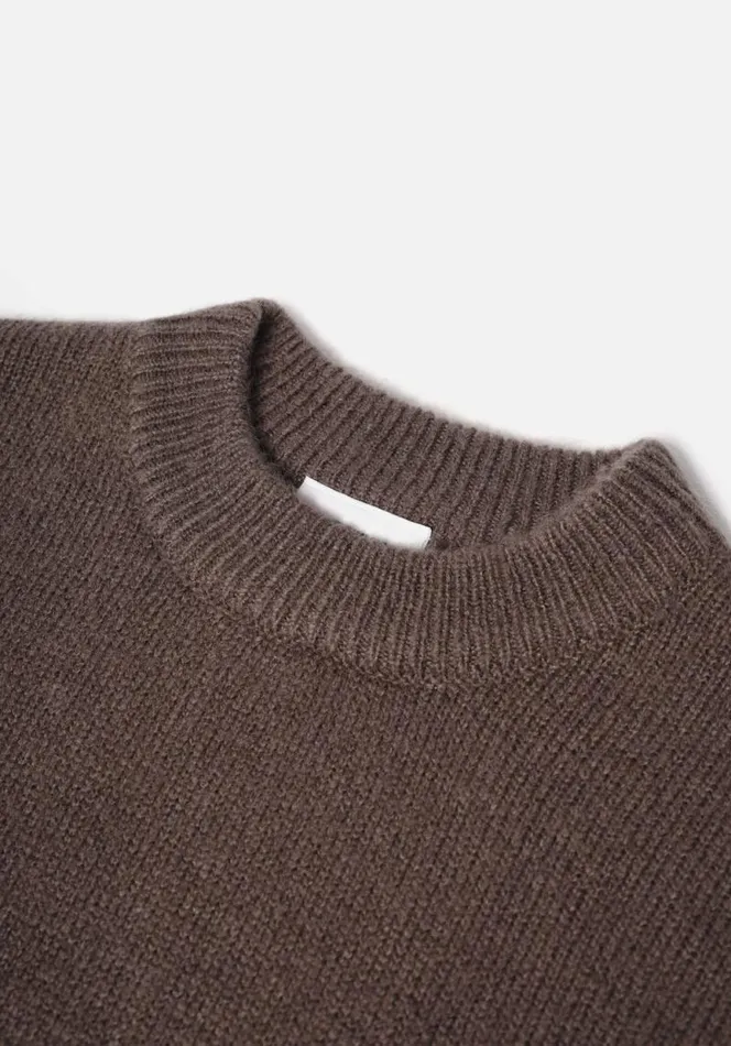 Shop MKI MOHAIR BLEND KNIT CREWNECK Brown MKI MIYUKI ZOKU Knitwear