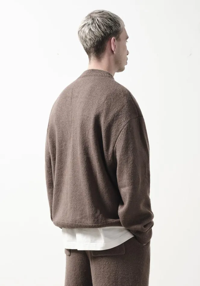 Shop MKI MOHAIR BLEND KNIT CREWNECK Brown MKI MIYUKI ZOKU Knitwear