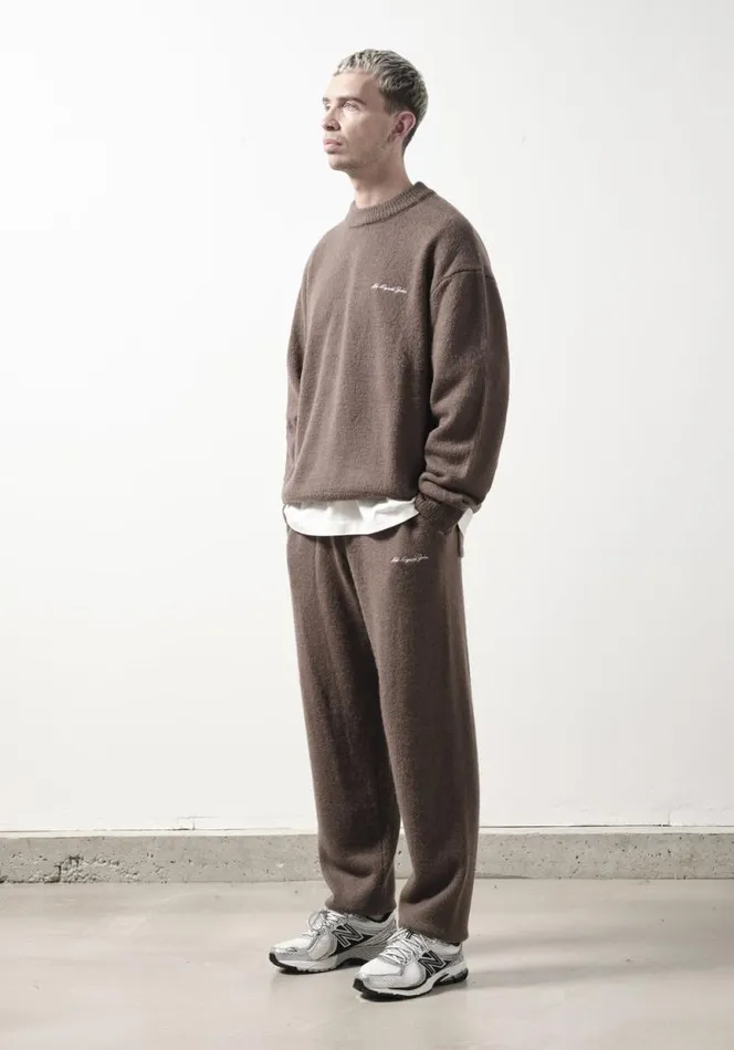 Shop MKI MOHAIR BLEND KNIT CREWNECK Brown MKI MIYUKI ZOKU Knitwear