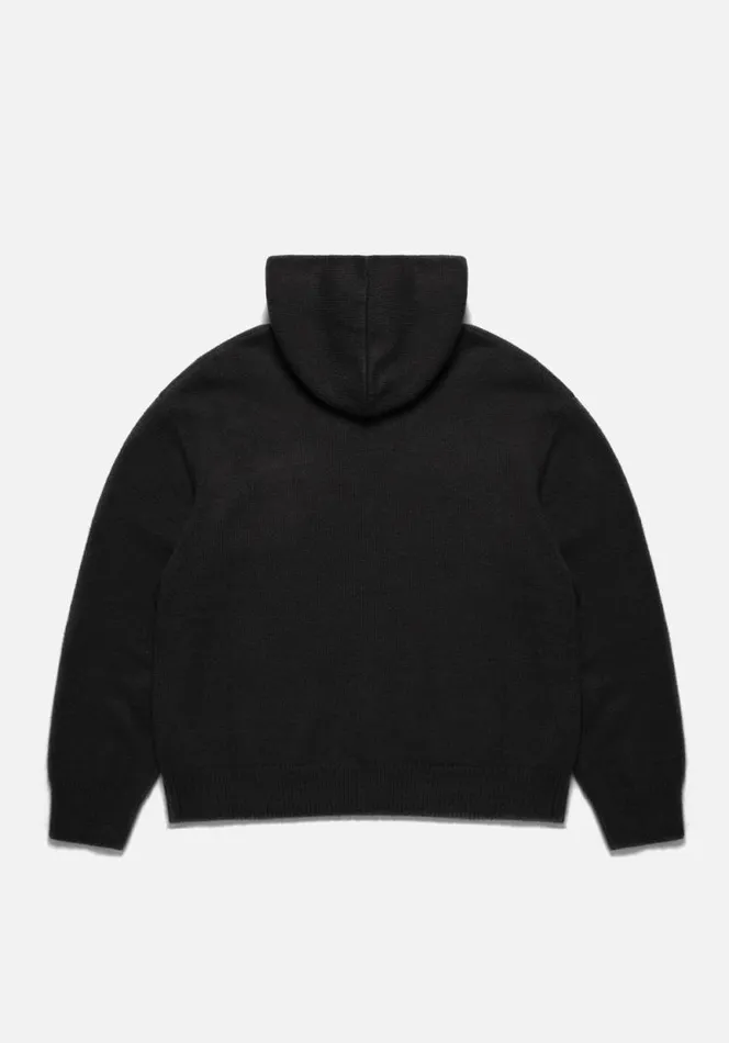 Shop MKI MOHAIR BLEND KNIT HOODY Black MKI MIYUKI ZOKU Knitwear