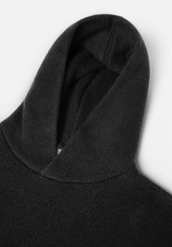 Shop MKI MOHAIR BLEND KNIT HOODY Black MKI MIYUKI ZOKU Knitwear