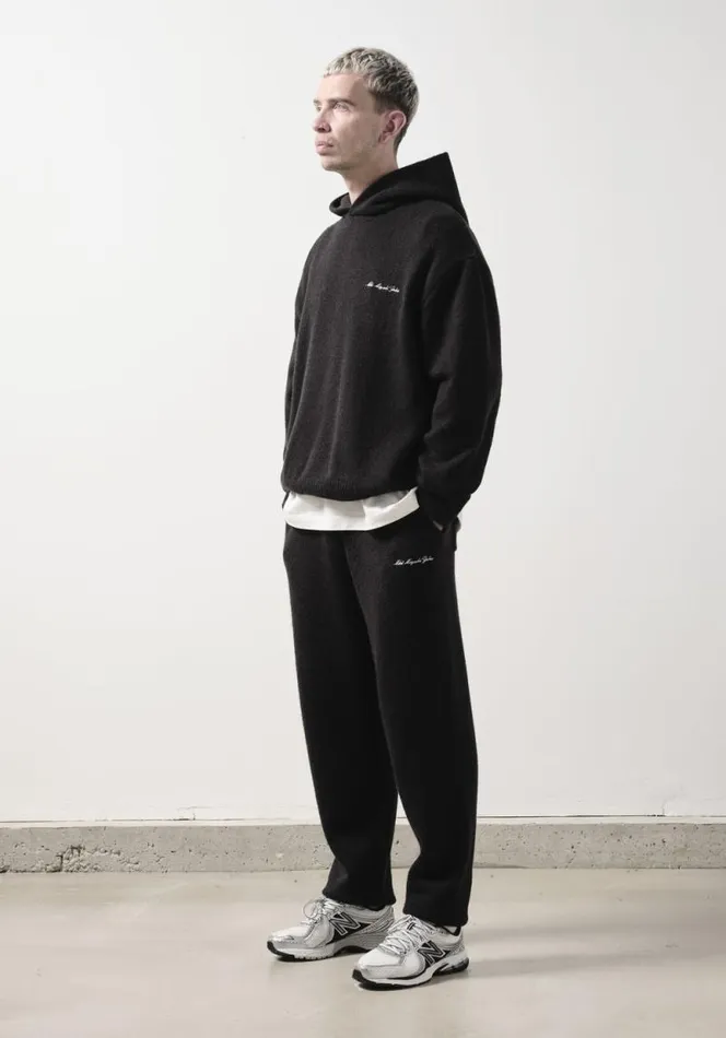 Shop MKI MOHAIR BLEND KNIT HOODY Black MKI MIYUKI ZOKU Knitwear