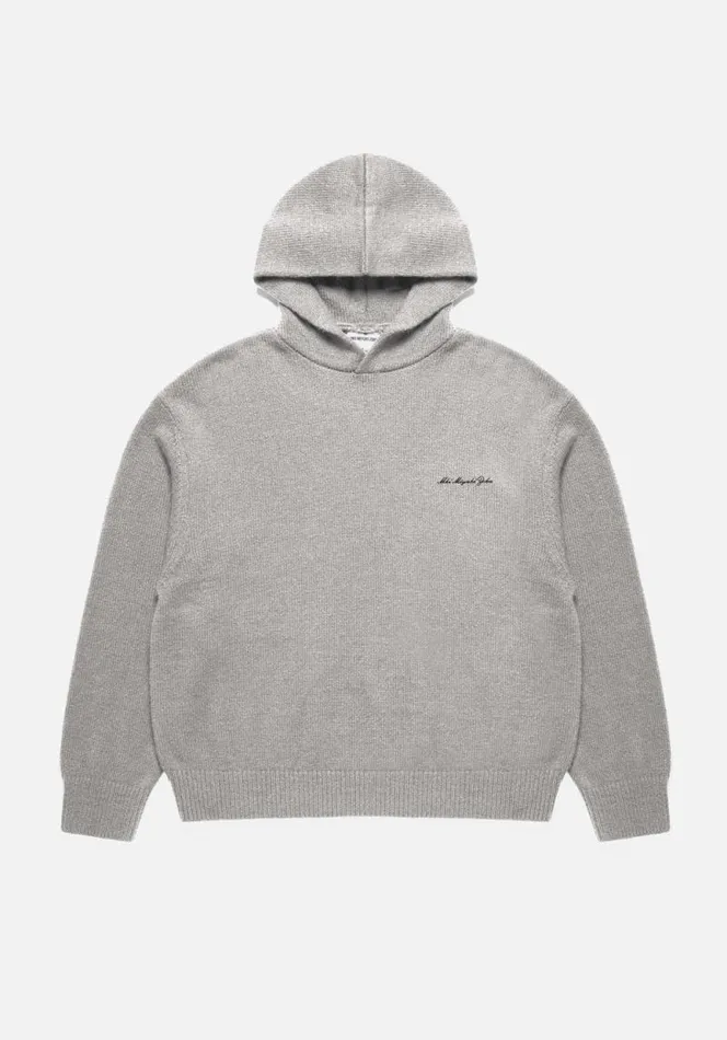 Shop MKI MOHAIR BLEND KNIT HOODY Grey MKI MIYUKI ZOKU Knitwear